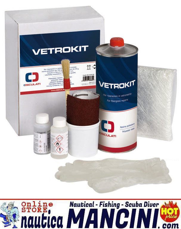Kit di Riparazione Vetroresina 800 gr+100 ml Catalizzatore