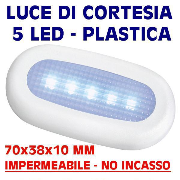 Luce di cortesia stagna a 5 LED 12 V Blu