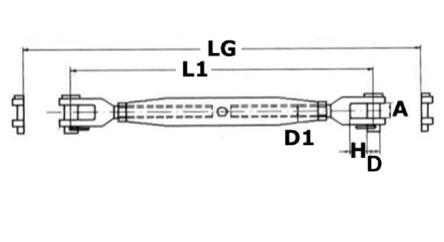 Tenditore INOX Tipo con Forcella Stretta Ø 10 mm - Clicca l'immagine per chiudere