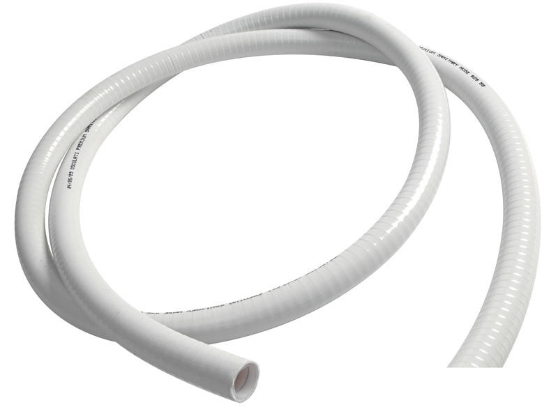 Tubo Spiralato PVC bianco Ø 25mm per servizi sanitari, pompe, lavelli..