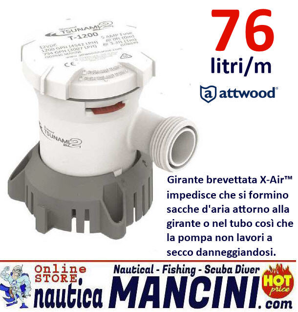 Pompa Sentina ATTWOOD Tsunami MK2 T-1200 12V 76 LT/M