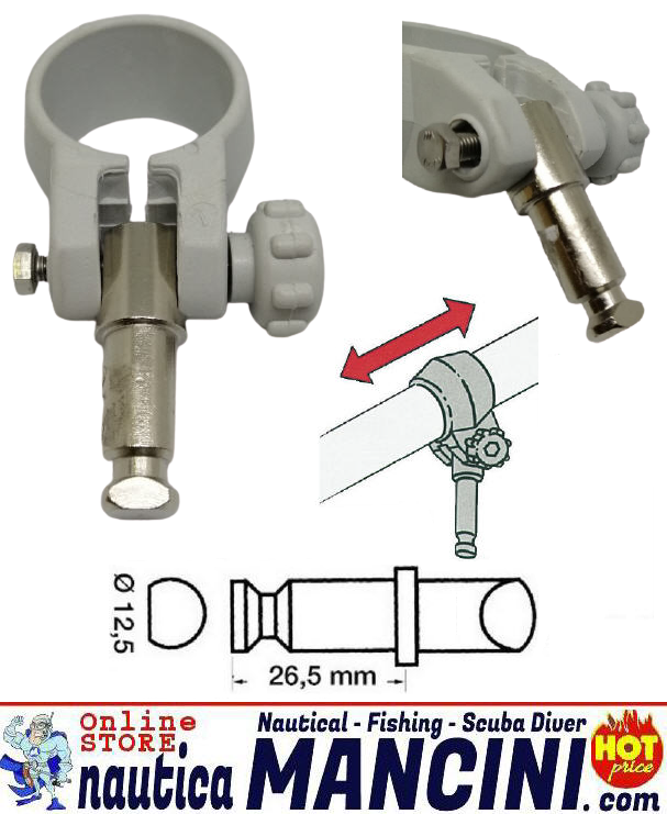 Scalmo per Gommoni in Plastica con Perno Ottone Ø 12,5x26,5 mm