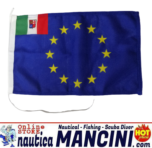 Bandiera Europea in Stoffa Stamigna di Poliestere 20x30 cm + Italia