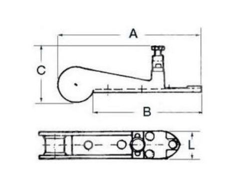 Musone di Prua 340x75 mm in Lega Leggera Anodizzata con Blocca Ancora