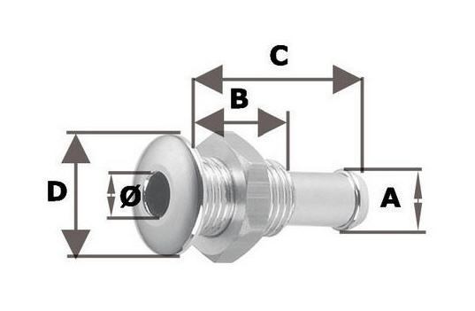 Scarico a mare Mini Inox a Filo 1/4" - Clicca l'immagine per chiudere