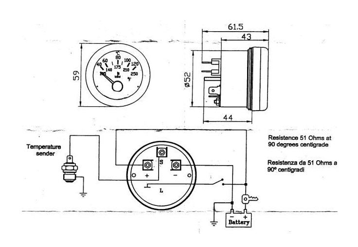 Indicatore Temperatura Acqua GUARDIAN 12 V Ø 52 mm - Clicca l'immagine per chiudere