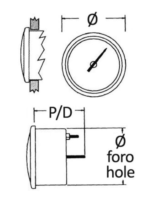 Indicatore Livello Acque Nere (Waste) 10/180 Ohms Quadro Ø 59 mm Nero