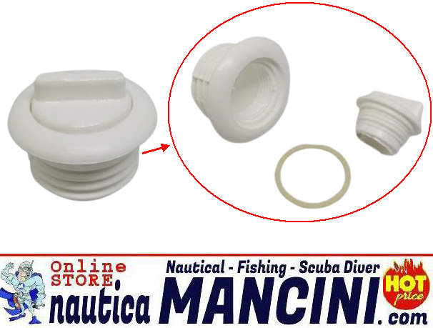 Tappo Scarico Acqua Nylon Ø 20 mm Fissaggio a Pressione Bianco