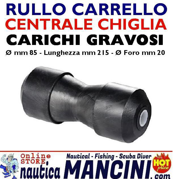 Rullo Carrello Reggichiglia Centrale Ø 85 mm 215 mm foro 20 mm con Anima in Polipropilene NERO - Clicca l'immagine per chiudere