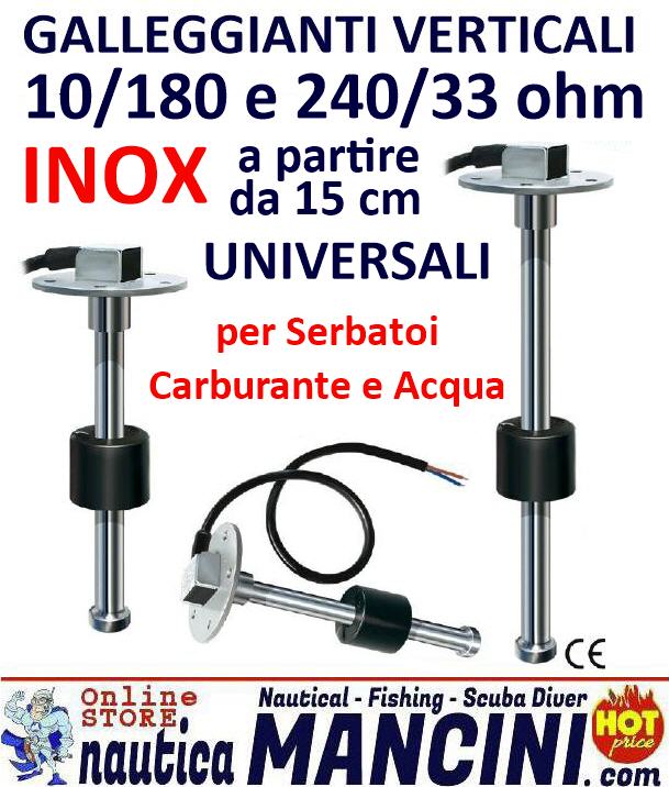 Galleggiante Verticale Inox 10/180 Ohm 15 cm