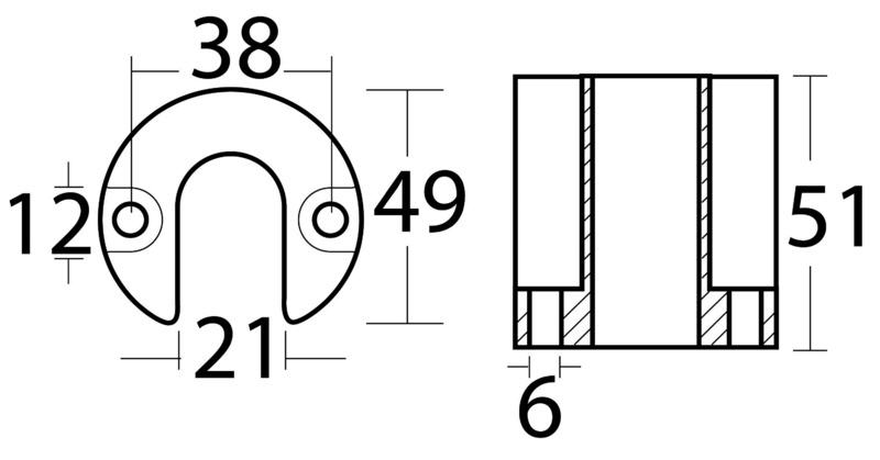 Anodo Zinco Piede per Mercury/Mariner Bravo/Blackhawk