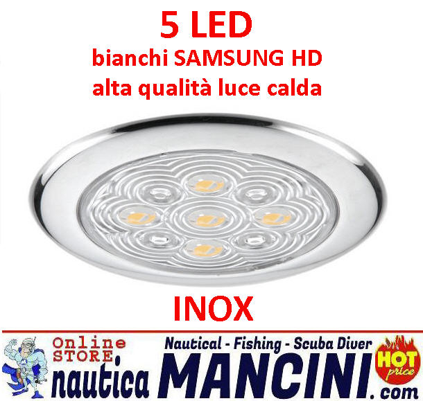 Plafoniera Inox Tonda Ø 94 a 5 LED Bianchi