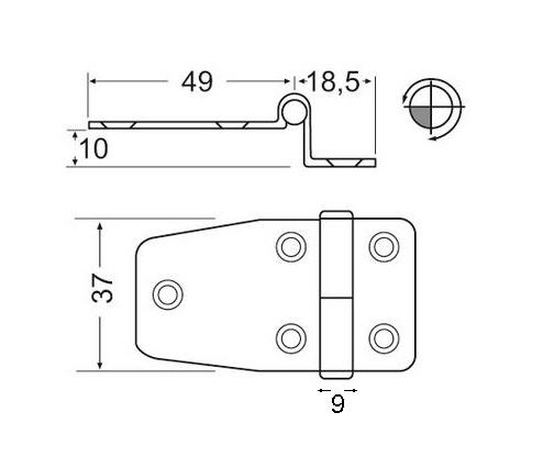 Cerniera Inox a Sbalzo Rovesciata 65,7x37 mm - Clicca l'immagine per chiudere