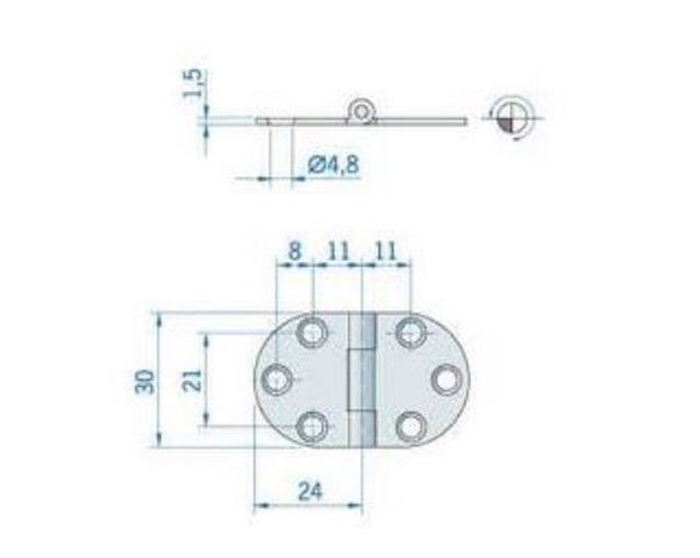 Cerniera Inox Arrotondata 47x30 mm Nodo Normale Sporgente - Clicca l'immagine per chiudere