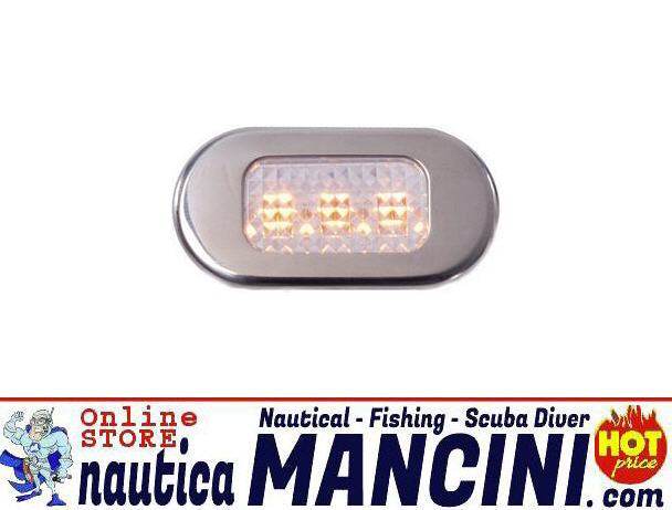 Luce di Cortesia 3 LED colore Giallo Long-Life Cornice Inox