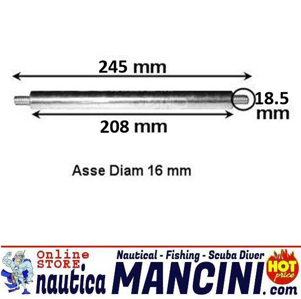 Perno per rullo centrale D16 mm Lunghezza Totale 245 mm Asse 208 mm - Clicca l'immagine per chiudere