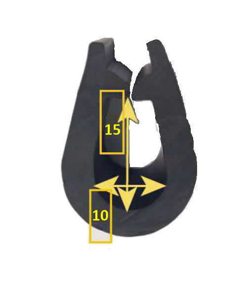 Bottazzo a Labbro 26 - Profilo Parabordo PVC per Montaggio su Scafi con Giunzione Nero H 18MM - BOBINA 12MT