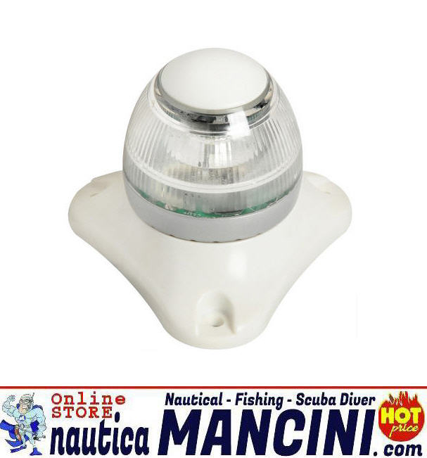 Fanale di via 50mt TESTA D'ALBERO 360° SPHERA II LED ABS Bianco 12/24V Luce Bianca