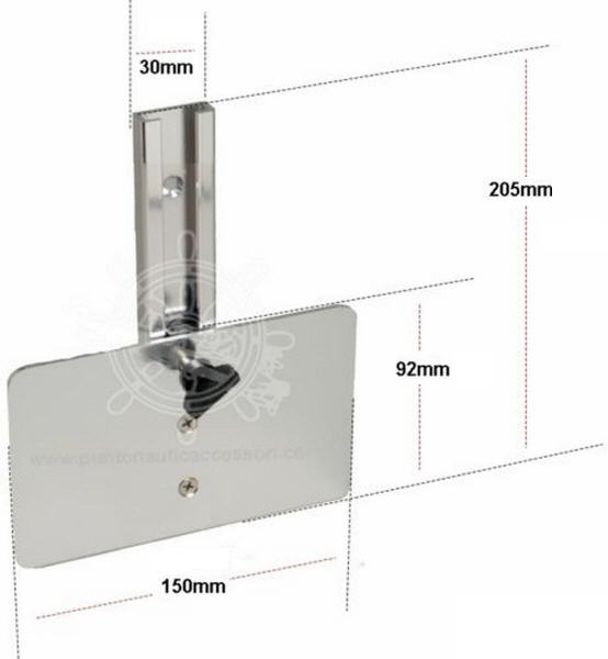 Portatrasduttore di Poppa Telescopico Universale Verticale in Alluminio Piastra 92 x 150 mm