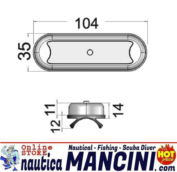 Plafoniera Inox Bimini per ROLL BAR 8 LED 104 mm