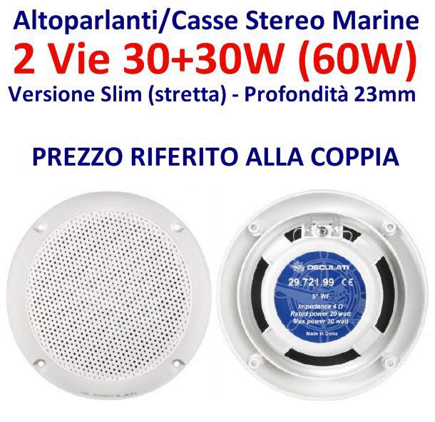 Altoparlanti/Casse Stereo 2 Vie 30+30W BIANCHE Versione Slim (stretta)