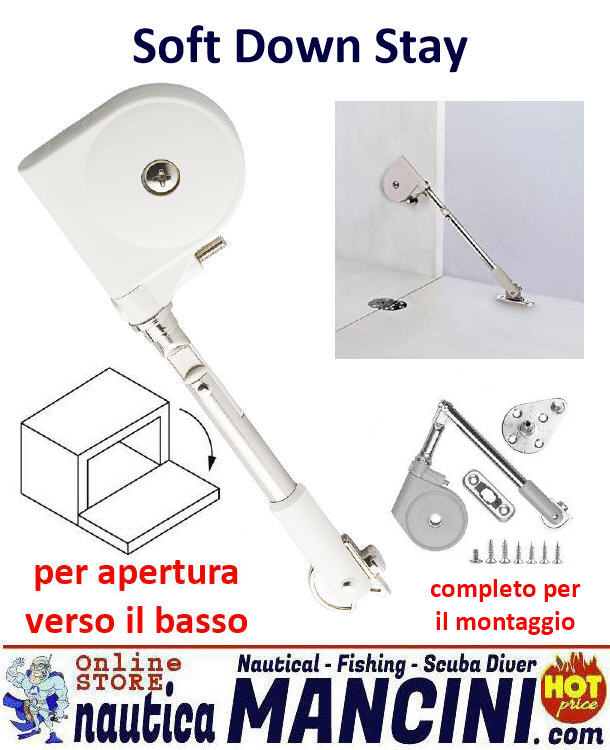 Molla per Portello Soft-down stay Bianco 0,49-1,18 Nm Braccetto 10 cm apertura basso