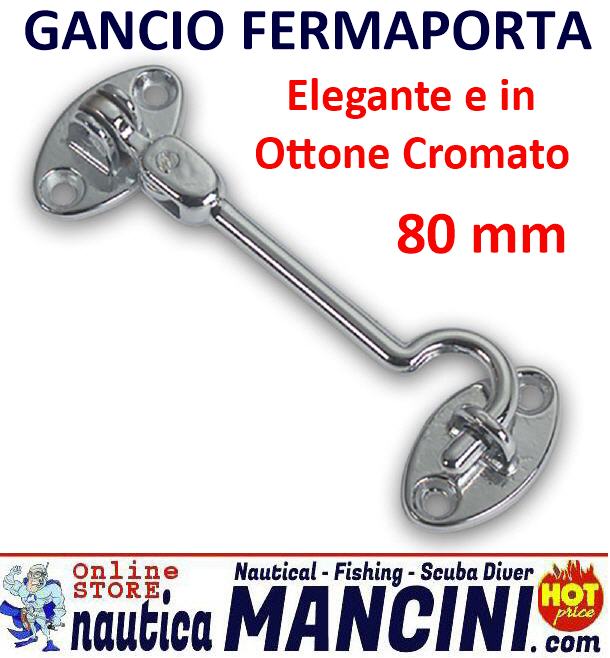 Gancio Fermaporta 80 mm Doppio Snodo Ottone Cromato