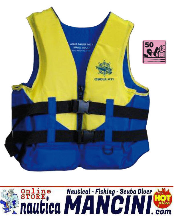 Giubbotto SPORT di Salvataggio 50N per Sport Acquatici (Sci d'Acqua, Surf, Canoa...) AQUA SAILOR 50N 4/XL Oltre 70 kg