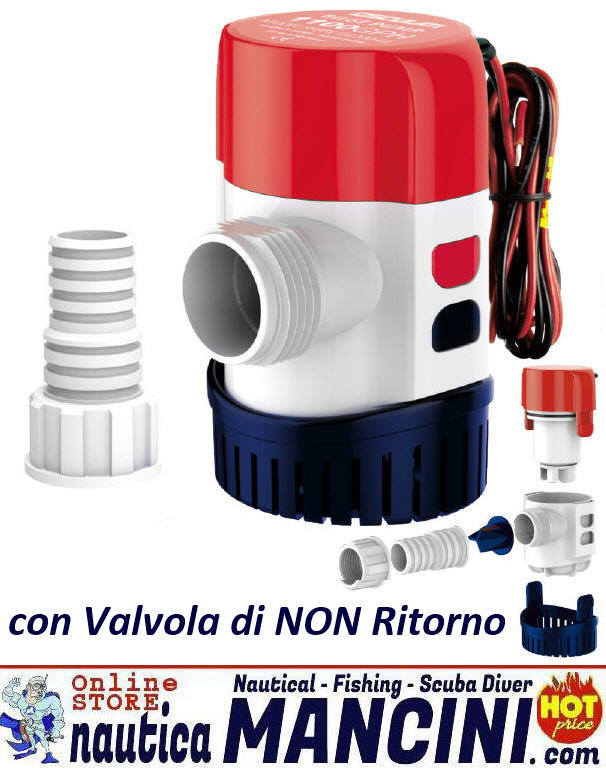 Pompa Immersione Centrifuga EURO PUMP NEXT con Valvola di NON ritorno G1100 12V 70 LT/M