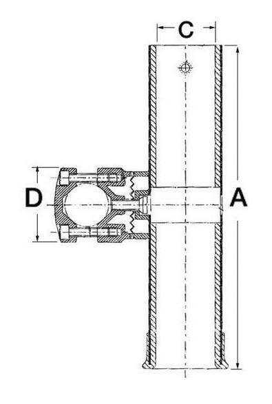 Portacanna Battagliola/Pulpito Inox 1 Morsetto Centrale Tubi da Ø 22/25 mm Ø 40 mm