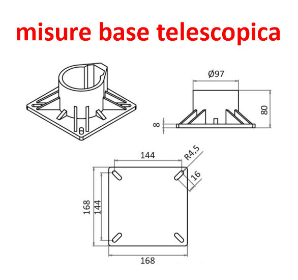 Supporto Sedia Telescopico Girevole Base Superiore in NYLON regolabile 45/62cm