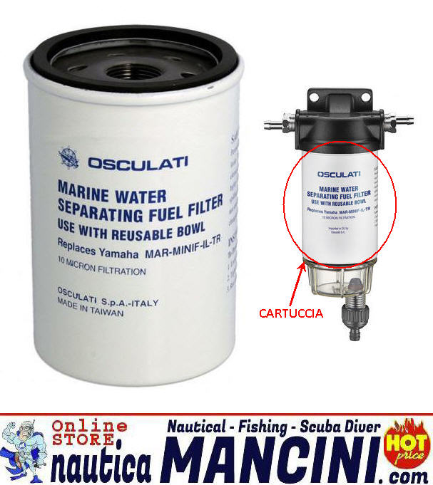 Filtro Benzina Cartuccia di Ricambio Ø 75 mm per Filtro Separatore 230mm (equivalente Yamaha) - Clicca l'immagine per chiudere