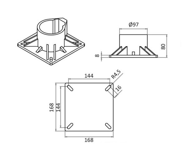 Supporto Sedia Fisso Girevole Base Superiore in NYLON BIANCO 30cm - OUTLET