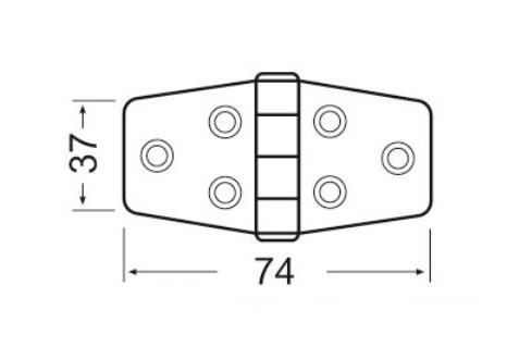 Cerniera Inox a Mezzo Incasso 74x37 mm