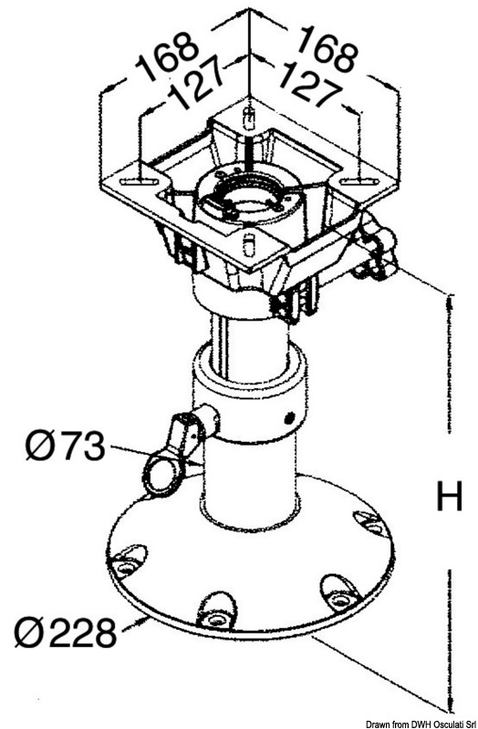 Supporto Sedia Telescopico Girevole Base Supporto + Colonna in Alluminio Regolabile 28/38cm