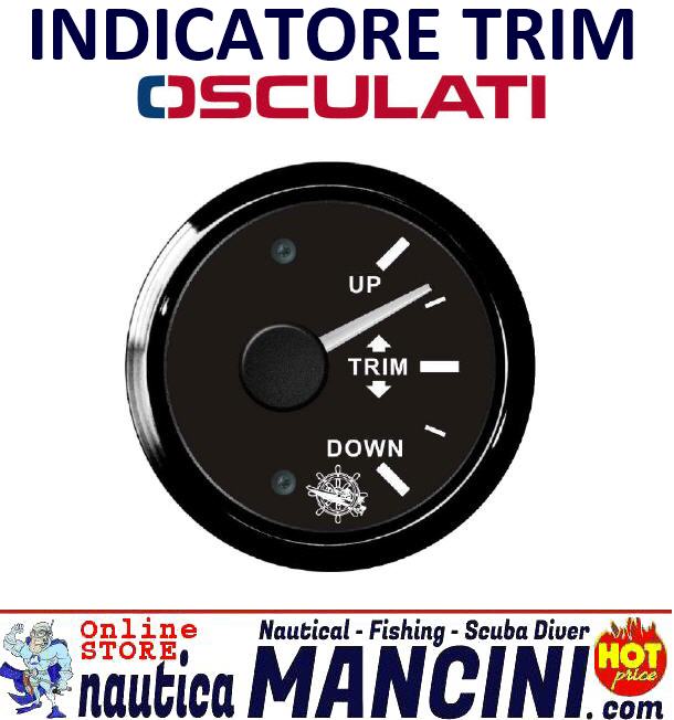 Indicatore Trim (Assetto/Flaps) 0-190 Ohm Ø 57 mm Quadrante Nero con Lunetta Nera