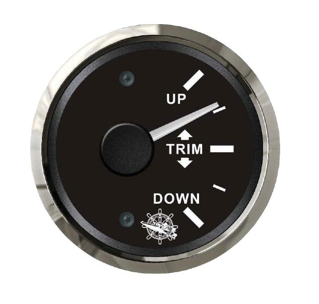 Indicatore Trim (Assetto/Flaps) 0-190 Ohm Ø 57 mm Quadrante Nero con Lunetta Cromata