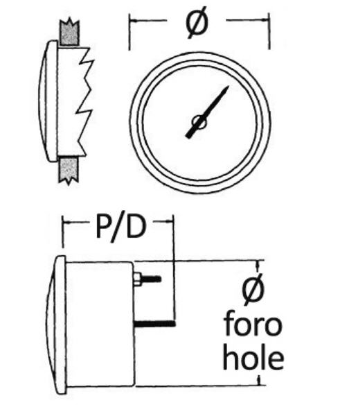 Indicatore Trim (Assetto/Flaps) 0-190 Ohm Ø 57 mm Quadrante Nero con Lunetta Cromata