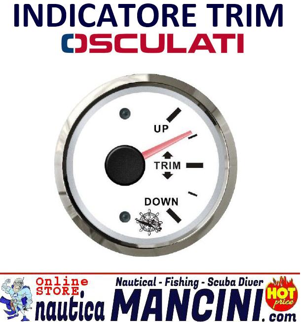 Indicatore Trim (Assetto/Flaps) 0-190 Ohm Ø 57 mm Quadrante Bianco con Lunetta Cromata