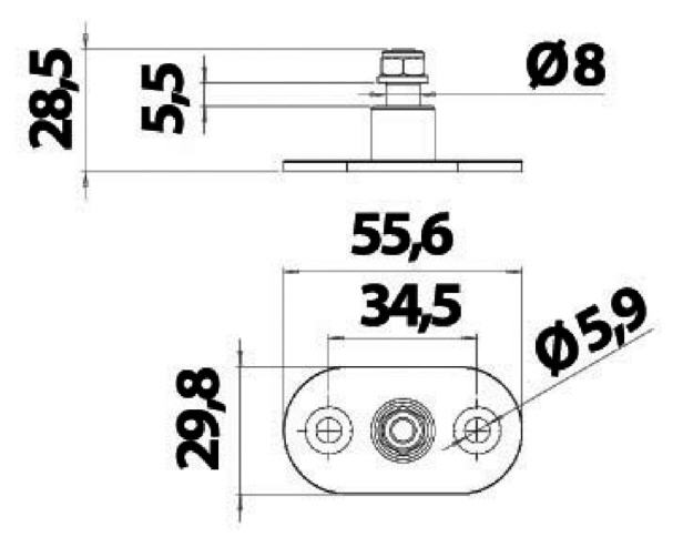 Piastrina per Molla a Gas Piana 29.8x55.6mm con Perno filettato 8mm - Clicca l'immagine per chiudere