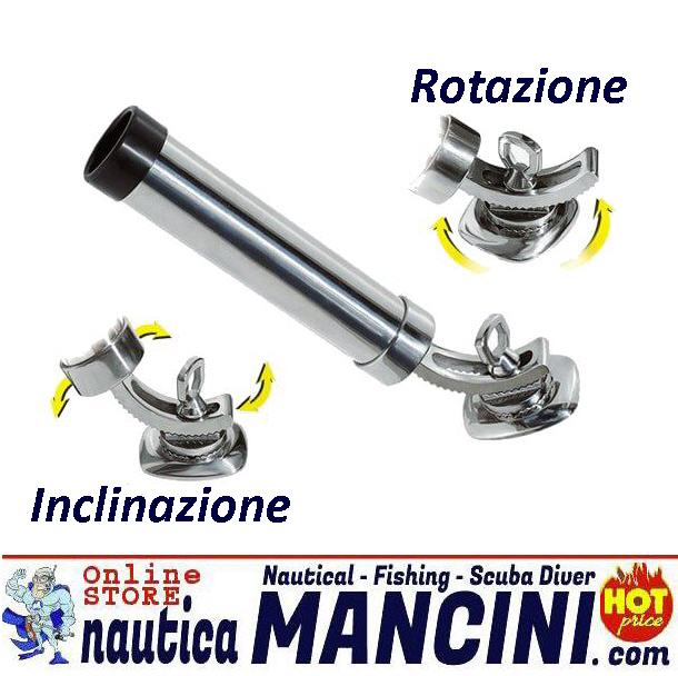 Portacanna Base Bombata Inox Regolabile D. 40 mm (Base 72x82mm)