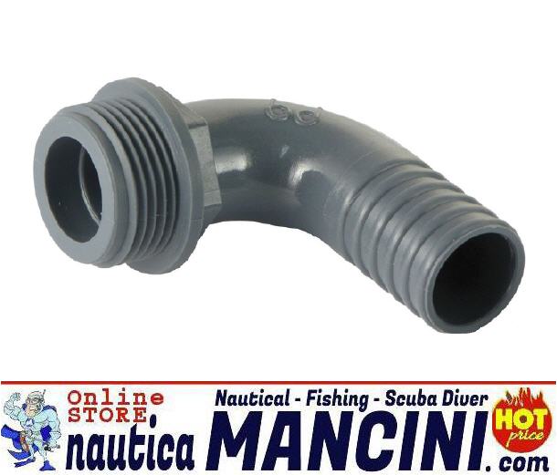 Portagomma Nylon 90° Maschio (filetto 1.27cm - 1/2") x Ø 16 mm