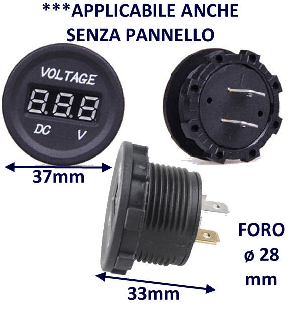 Voltometro DIGITALE 8/326 V Ø 28 mm NERO - Clicca l'immagine per chiudere