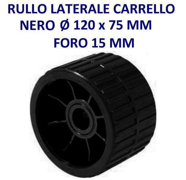 Rullo Carrello Laterale con Anima in PVC Ø 120 mm 75 mm foro 15,0 mm Nero