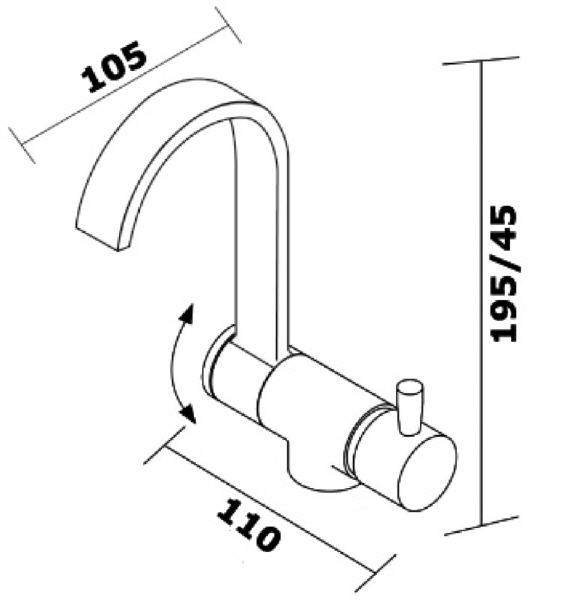 Rubinetto Acqua Miscelatore Calda/Fredda Abbattibile Slim Style