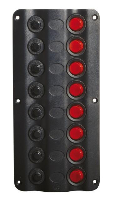 Pannello Elettrico Quadro 8 Interruttori Luminosi LED Serie Wave 20A 201x107 mm