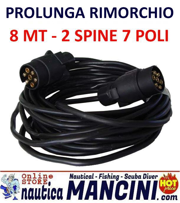 Prolunga Cavo Elettrico Rimorchio 8 mt Versione 2 Spine da 7 Poli