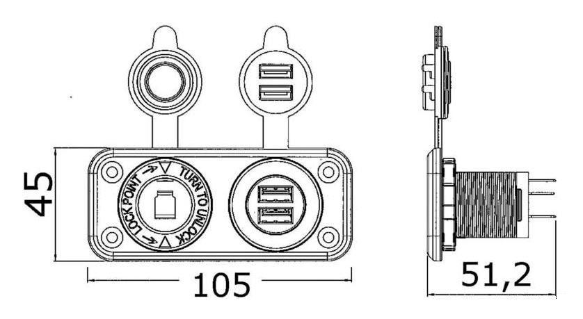 Presa Doppia USB Bianca + Accendino