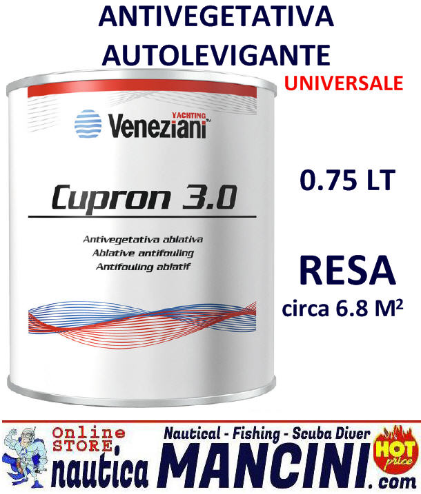 Vernice Antivegetativa Veneziani CUPRON 3.0 Autolevigante 0.75LT BLU