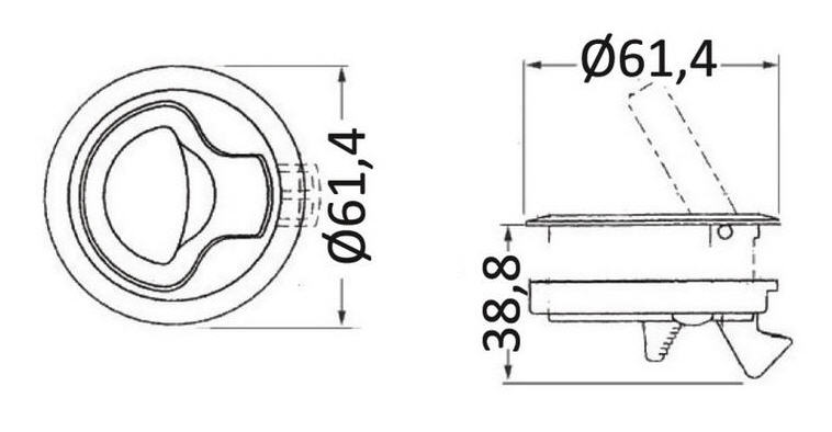 Alzapagliolo Nylon 49,6x61,4 mm con Serratura Nero